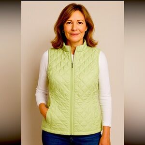 Chico’s Weekends Quilted Vest Women’s Size 3 (XL) Light Green Zip Front